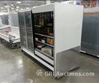 Lot: 13-7-3741: 8' Long Case - MFG Unknown, unit was used as a display and has demo TV inside. Working condition unknown.