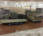 Lot: 14-3-6930: (12) Teardrop and slotted Cross beams (18) Wire Decking Mixed lot 