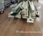 Lot: 14-3-6930: (12) Teardrop and slotted Cross beams (18) Wire Decking Mixed lot 