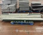Lot: 14-3-6930: (12) Teardrop and slotted Cross beams (18) Wire Decking Mixed lot 