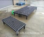 Lot: 13-2-282: (20) Resin Tables 24" X 96"  (1) Resin Tables 24" X 48"  (3) Resin Tables Half Round  (70) 12" Resin table  leg 