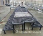 Lot: 13-2-282: (20) Resin Tables 24" X 96"  (1) Resin Tables 24" X 48"  (3) Resin Tables Half Round  (70) 12" Resin table  leg 